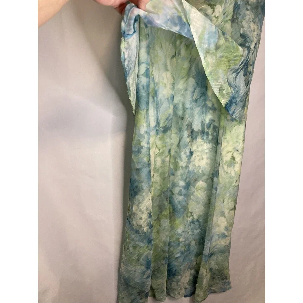 Fairycore Maxi Dress Skirt 16 Sheer Whimsical Flowy Mermaid Green Blue